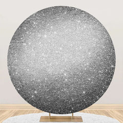 Lofaris Round Silver Glitter Metal Texture Birthday Backdrop
