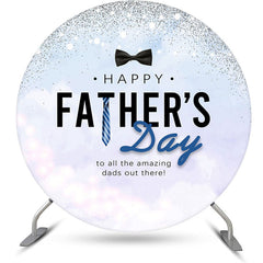 Lofaris Round Simple Blue Tie Happy Fathers Day Backdrop