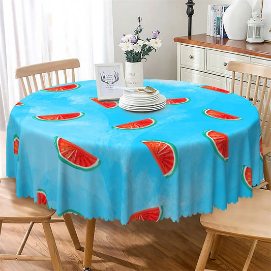 Lofaris Round Sky Blue Watermelon Cute Summer Tablecloth