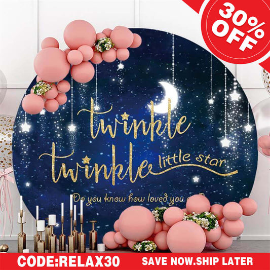 (Ship In 24HR) Round Twinkle Twinkle Little Star Baby Shower Backdrop