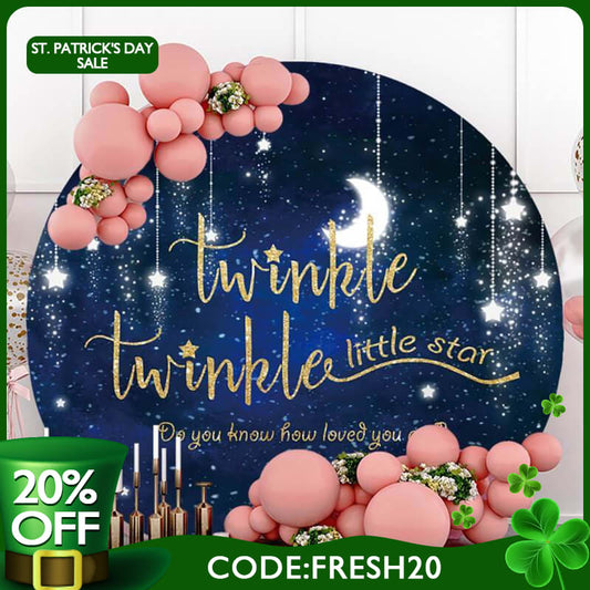 (Ship In 24HR) Round Twinkle Twinkle Little Star Baby Shower Backdrop