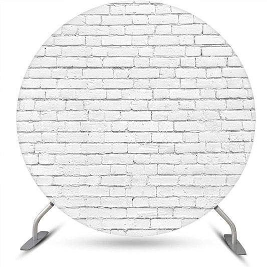 Lofaris Round White Vintage Brick Wall Backdrop For Party