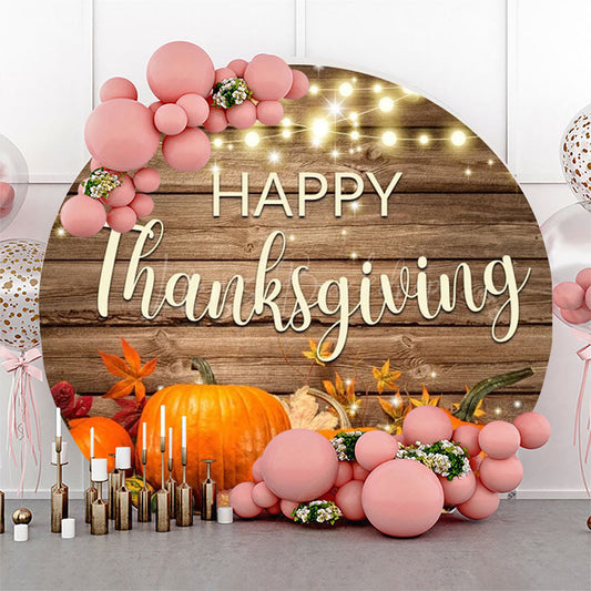 Lofaris Round Wood Light Turkey Pumpkin Thanksgiving Backdrop
