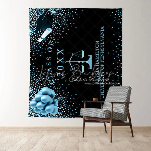 Lofaris Royal Blue Bokeh Ballons Class Of 2022 Black Backdrop