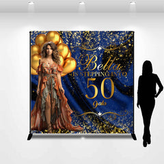 Lofaris Royal Blue Gold Luxury Custom 50th Birthday Backdrop