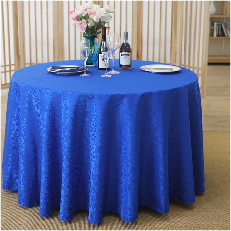 Lofaris Royal Blue Jacquard Polyester Round Banquet Tablecloth