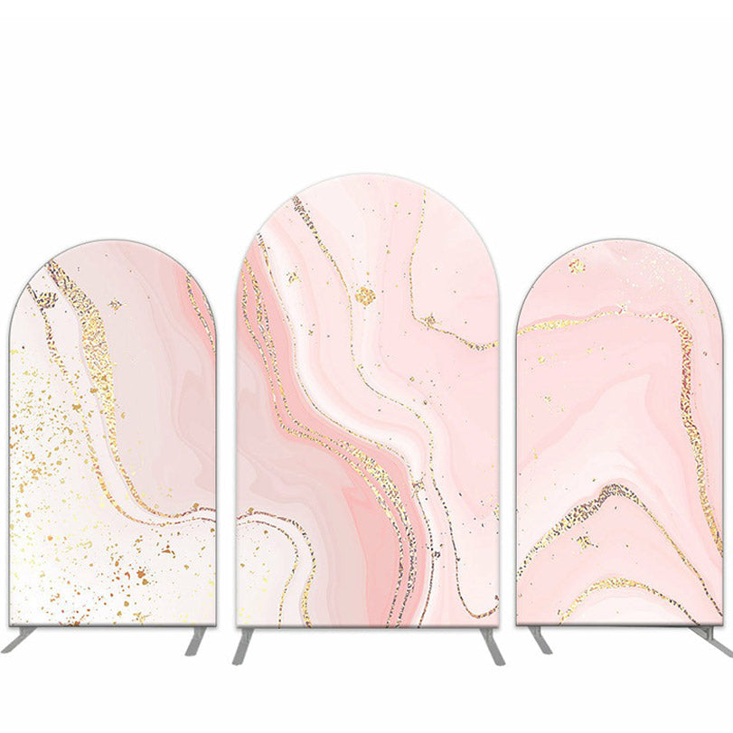 Lofaris Royal Pink Golden Marbling Arch Backdrop Kit For Party