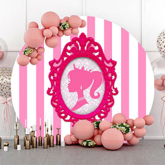 Lofaris Royal Princess Pink White Round Backdrop For Girls