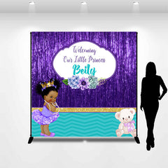 Lofaris Royal Purple Baby Shower Personalized Backdrop For Girl