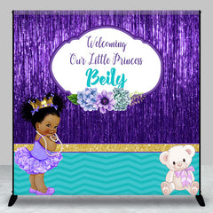 Lofaris Royal Purple Baby Shower Personalized Backdrop For Girl