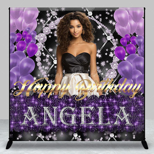 Lofaris Royal Purple Black Balloon Custom Birthday Backdrop