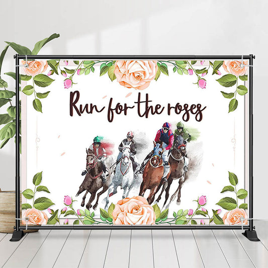 Lofaris Run For Roses Floral White Kentucky Derby Backdrop