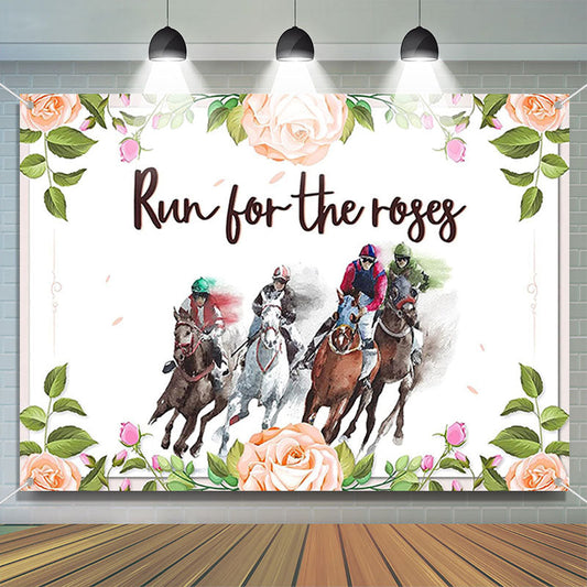 Lofaris Run For Roses Floral White Kentucky Derby Backdrop