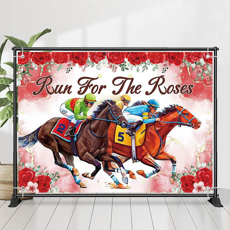 Run For Roses Vector Run For Roses Red Horses Kentucky Derby Backdrop - Lofaris