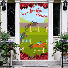 Lofaris Run For The Roses Kentucky Derby Cartoon Door Cover