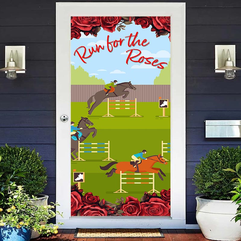 Lofaris Run For The Roses Kentucky Derby Cartoon Door Cover