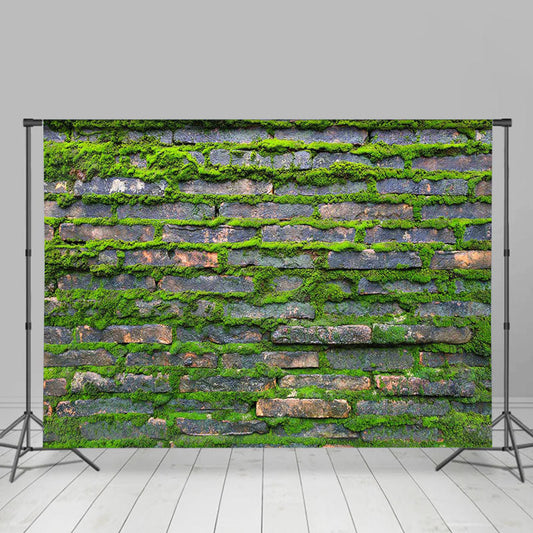 Lofaris Rural Green Mossy Brick Wall Photoshoot Backdrop