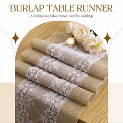 Lofaris Rustic Natural Jute Lace Banquet Table Runner Decor