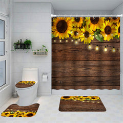 Lofaris Rustic Sunflower Rural Barn Wooden Shower Curtain