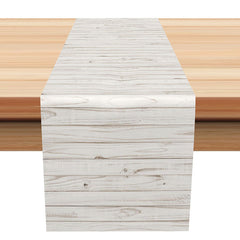 Lofaris Rustic White Wooden Texture Classic Table Runner