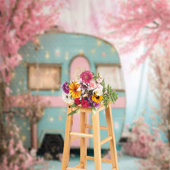 Lofaris RV Peach Tree Romantic Spring Backdrop For Photo