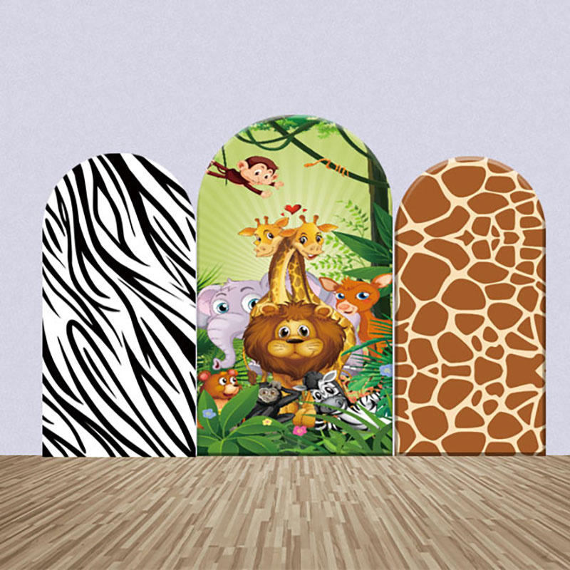 Lofaris Safari Forest Leopard Zebra Print Arch Backdrop Kit
