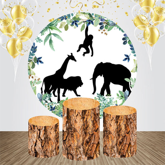 Lofaris Safari Shadow Green Leaf Birthday Party Backdrop Kit