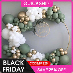 (Ship In 24HR) Sage Green 137 Pack Diy Balloon Arch Kit | Balloon Arch Party Decorations - Gold | White