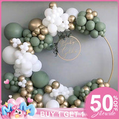 (Ship In 24HR) Sage Green 137 Pack Diy Balloon Arch Kit | Balloon Arch Party Decorations - Gold | White