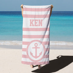 Lofaris Sail Stripe Custom Name Pool Beach Towel