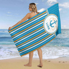 Lofaris Sailing Ocean Theme Custom Stripe Beach Towel Gift