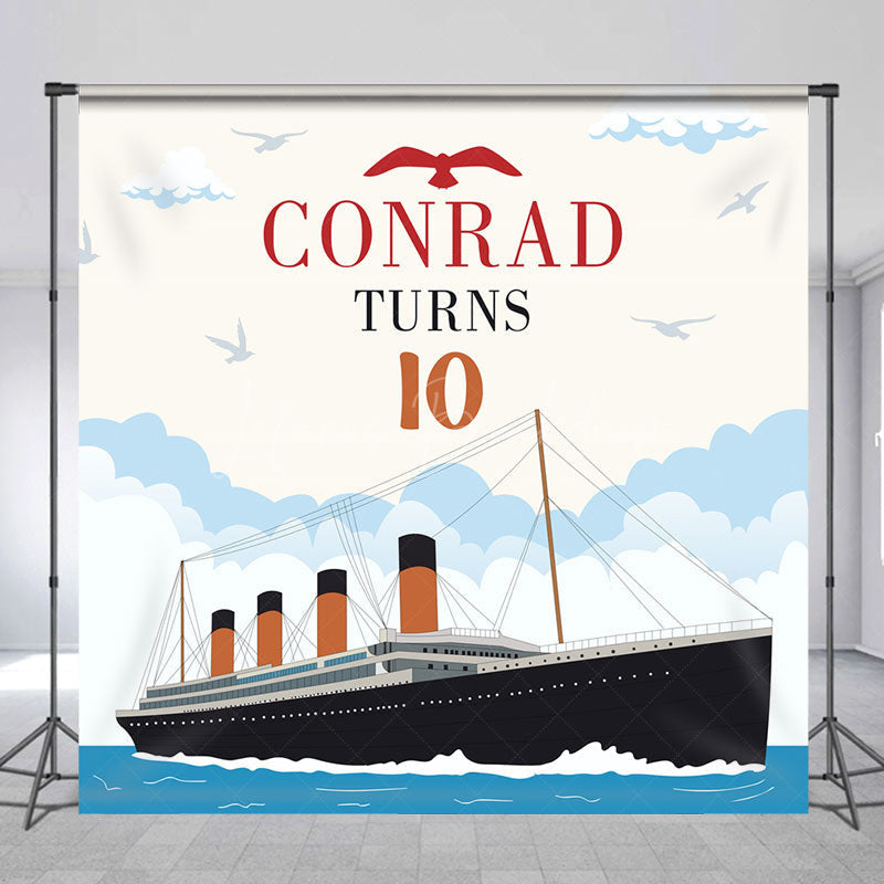 Lofaris Sailing Steamboat Sky Sea 10th Birthday Backdrop