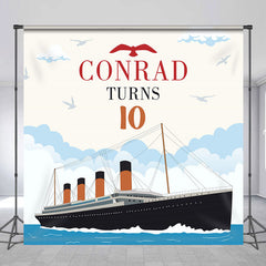 Lofaris Sailing Steamboat Sky Sea 10th Birthday Backdrop