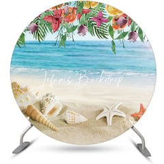Lofaris Sandy Starfish Floral Hawaii Beach Round Backdrop