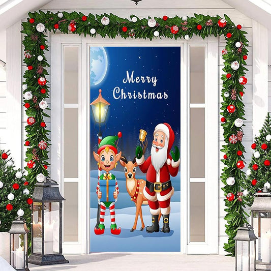 Lofaris Santa Claus Elk Elf Kits Moon Christmas Door Cover