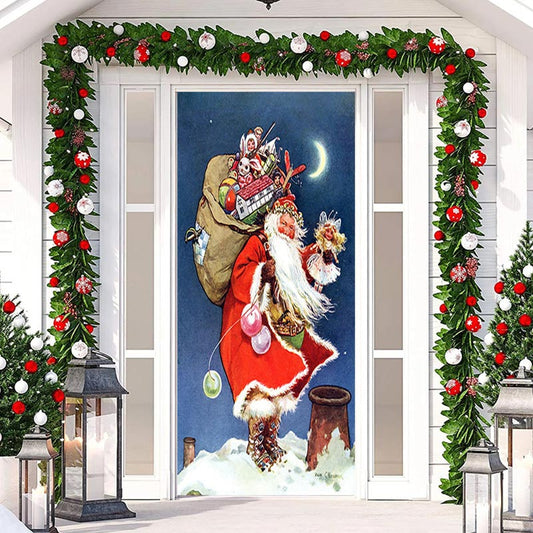 Lofaris Santa Claus Gifts Baggage Moon Christmas Door Cover