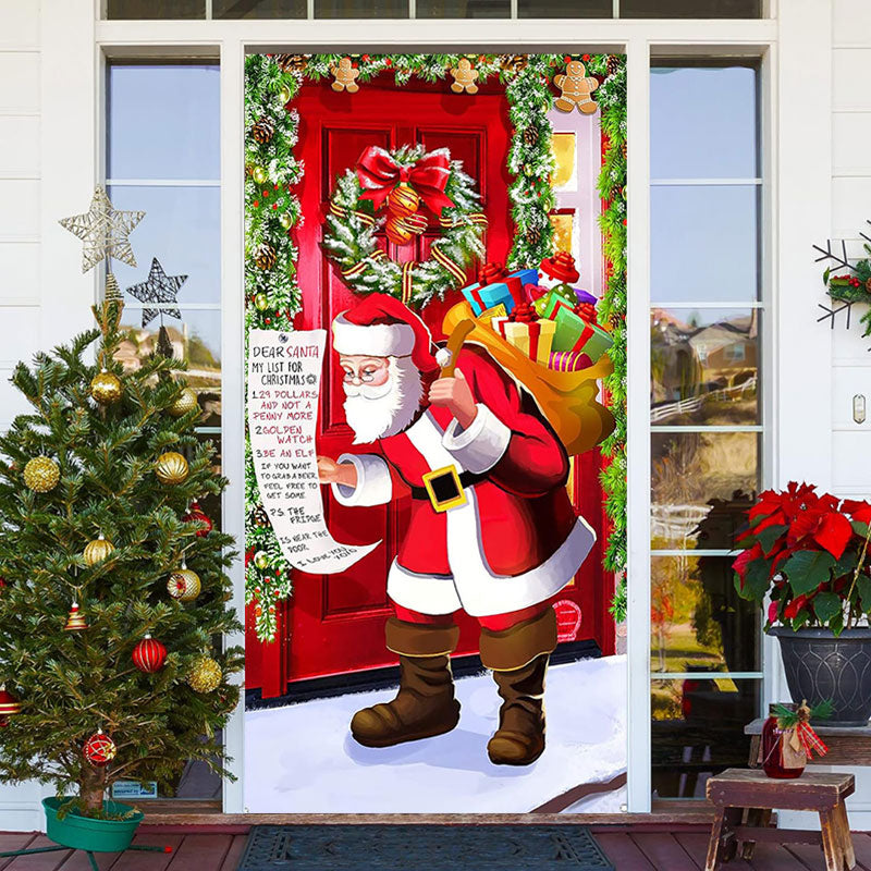 Lofaris Santa Claus Gifts Bundle Plants Christmas Door Cover