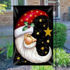 Lofaris Santa Claus Moon Shape Star Christmas Garden Flag