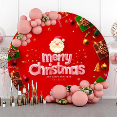 Lofaris Santa Gifts Red Round Christmas And New Year Backdrop