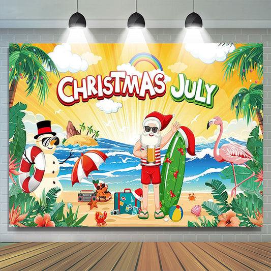 Lofaris Santa Snowman Hawaiian Summer Christmas Backdrop