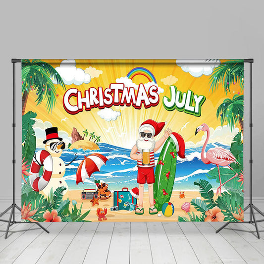 Lofaris Santa Snowman Hawaiian Summer Christmas Backdrop