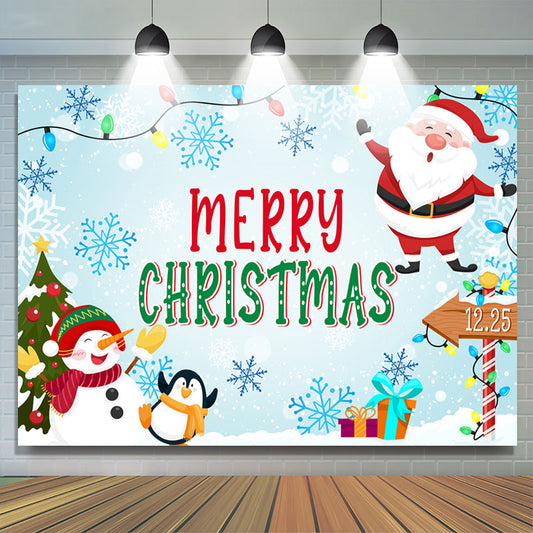 Lofaris Santa Snowman Penguin Merry Christmas Backdrop