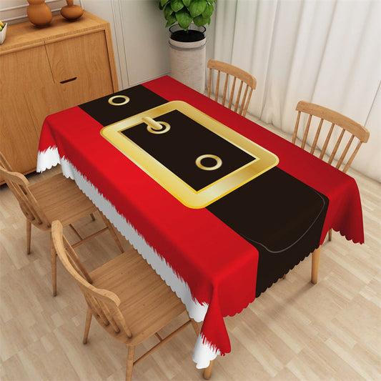 Lofaris Santas Black Belt Red White Tablecloth For Kitchen