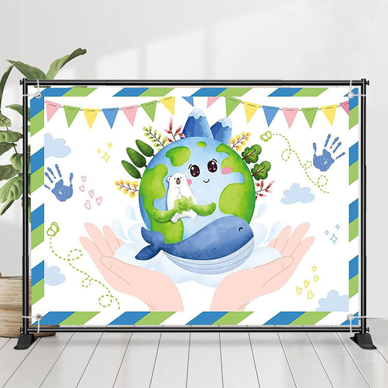 Lofaris Save Planet Hands for Animal Earth Day Backdrop