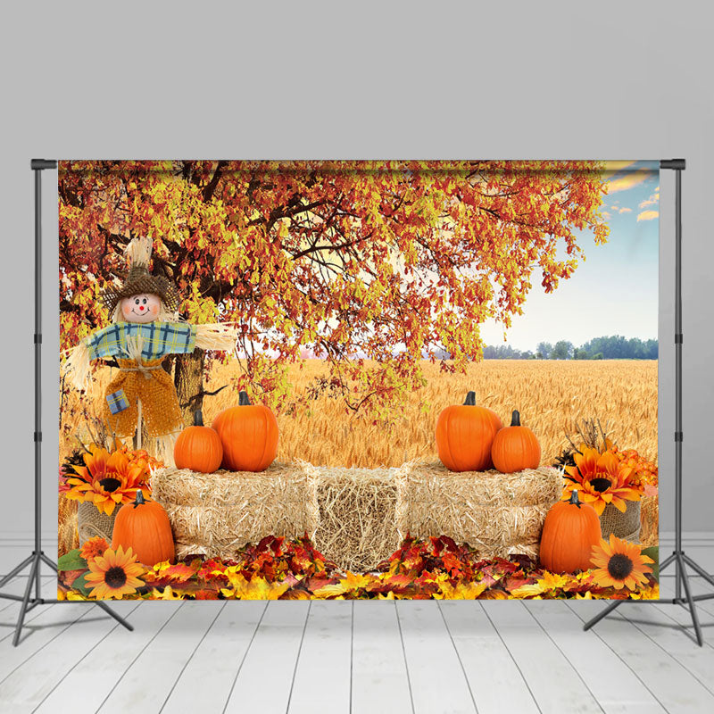 Lofaris Scarecrow Tree Harvest Pumpkin Party Autumn Backdrop