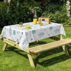 Lofaris Sea Marine Blue White Plant Rectangle Tablecloth