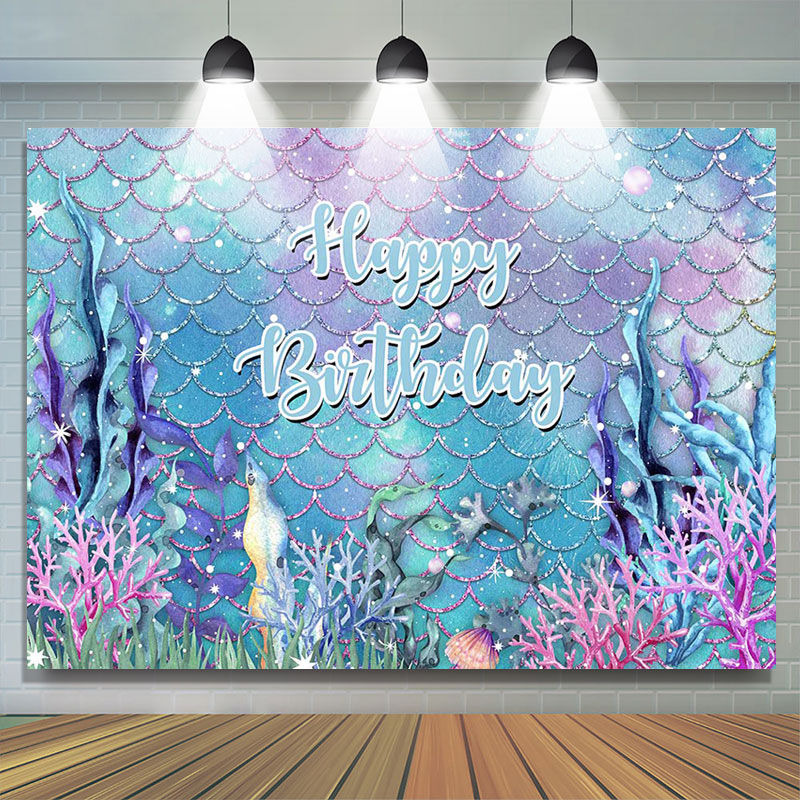 Lofaris Seaplant Coral Undersea Happy Birthday Backdrop