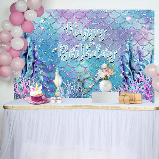 Lofaris Seaplant Coral Undersea Happy Birthday Backdrop