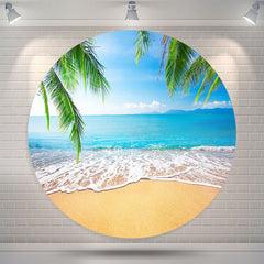 Lofaris Seaside Beach Coconut Leaf Party Round Backdrop