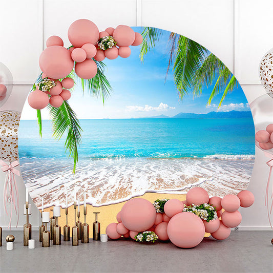 Lofaris Seaside Beach Coconut Leaf Party Round Backdrop